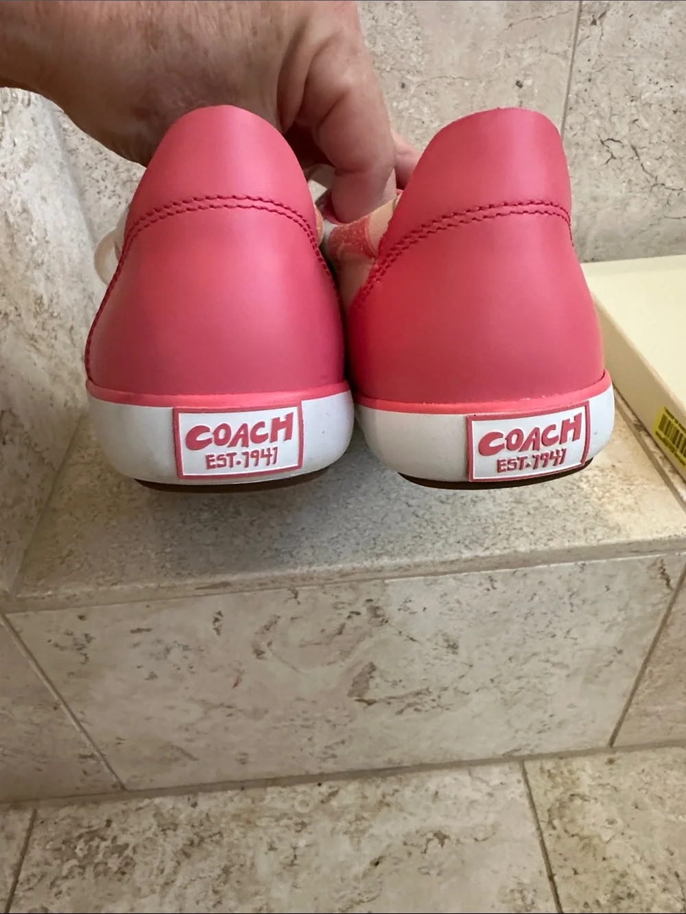 New Coach Pink White Sneakers with Pink and Multicolor Signature Print
